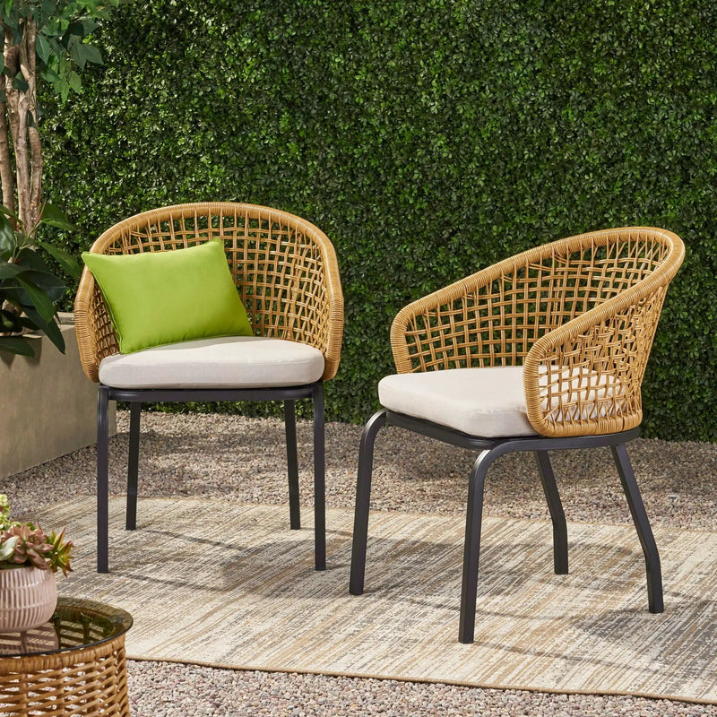 Outdoor Wicker Chair with Powder Coated Iron Legs by HouseOfZazla