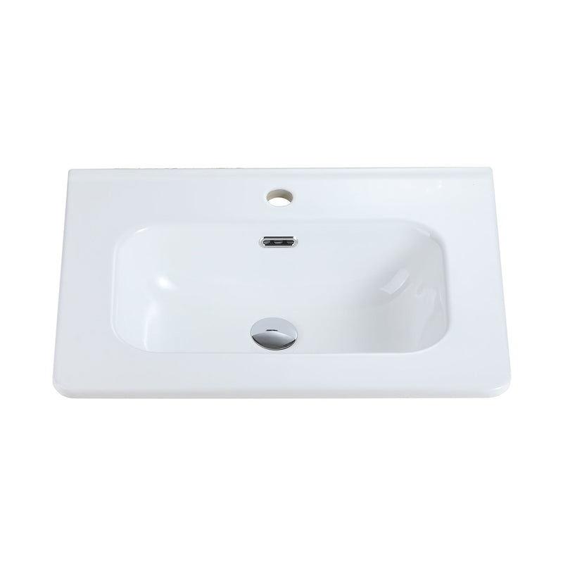 Glossy White Ceramic Integrated Sink by HouseOfZazla