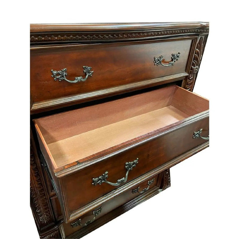 3 Drawer Nightstand, Bedside Table Hand Carved Storage For Bedroom - Cherry by Unique Piece Furniture