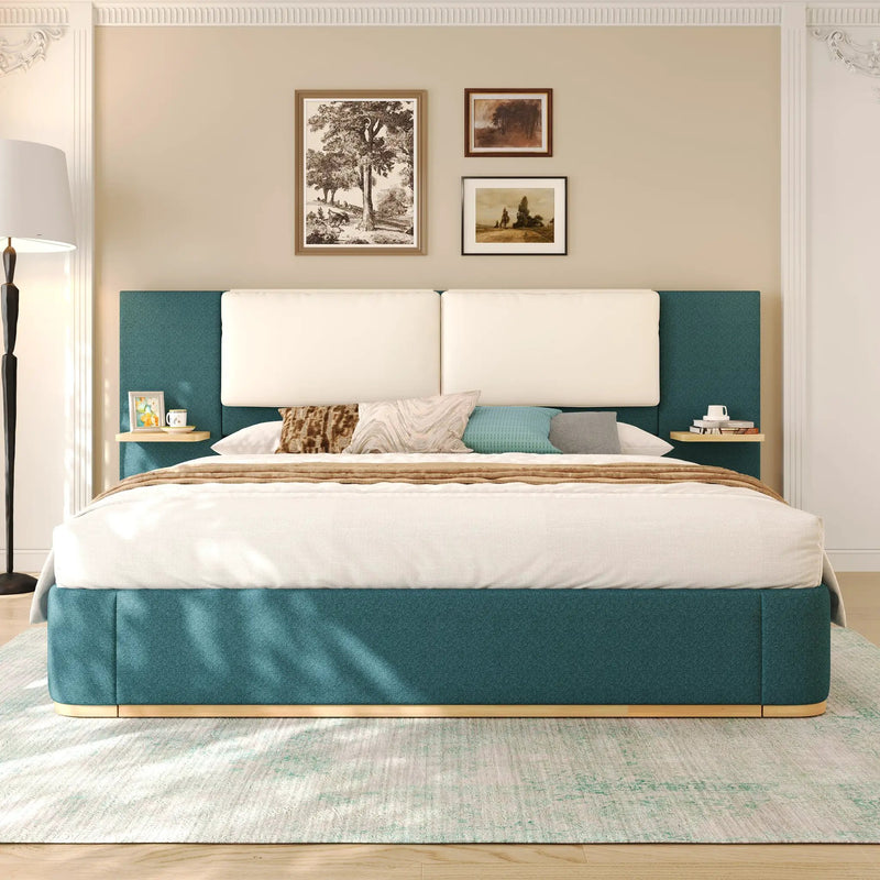 Queen Size Upholstered Platform Bed with Panel by HouseOfZazla