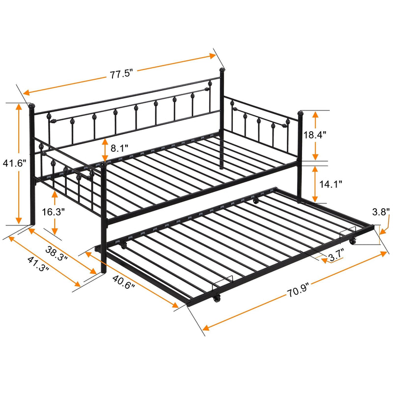 Twin Daybed With Trundle - Black by HouseOfZazla