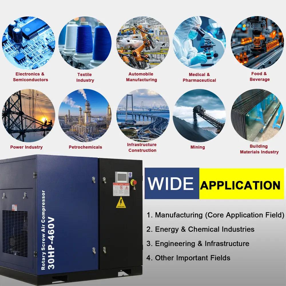 123CFM Rotary Screw Air Compressor, 30HP, 125PSI, 460V 3PHASE 60HZ by Chery Industrial