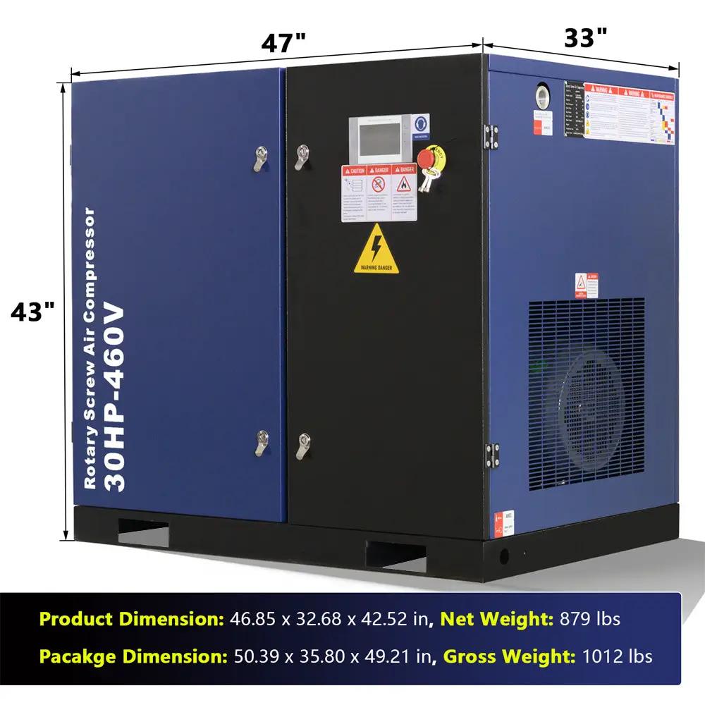 123CFM Rotary Screw Air Compressor, 30HP, 125PSI, 460V 3PHASE 60HZ by Chery Industrial