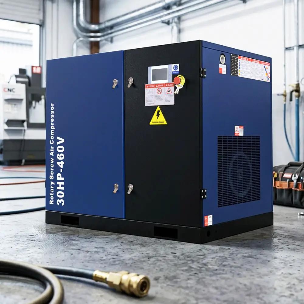 123CFM Rotary Screw Air Compressor, 30HP, 125PSI, 460V 3PHASE 60HZ by Chery Industrial
