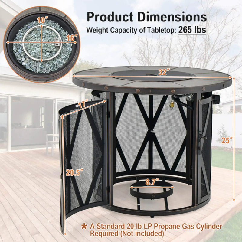 Alora 30-Inch 30K BTU Premium Outdoor Patio Gas Fire Pit Table With Fire Glass And Cover (SAK17432) by SAKSBY WHOLESALE