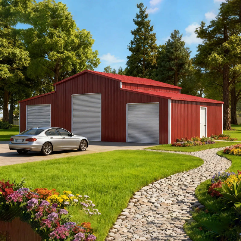 [30X42FT] Heavy-Duty All-Weather 3-Garage Galvanized Steel Storage Shed (SAK18765) by SAKSBY WHOLESALE