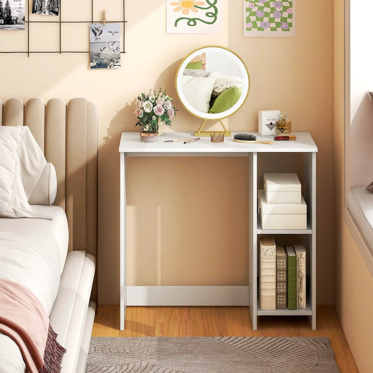 31.5 Inch Modern Home Office Desk with 2 Compartments, photo 2 of 9