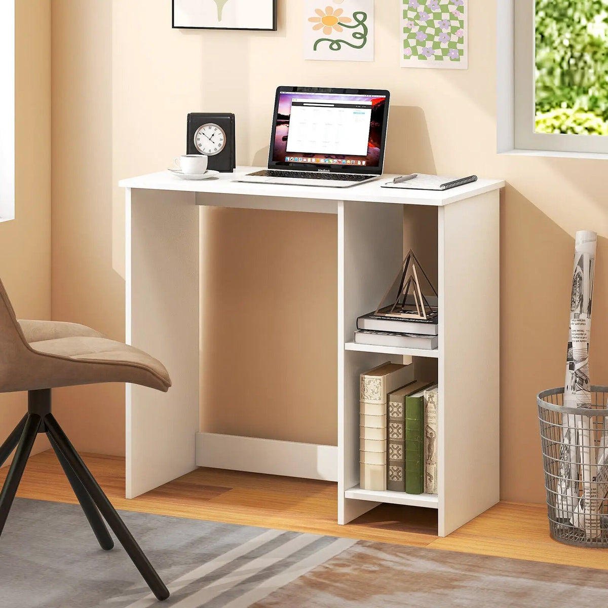 31.5 Inch Modern Home Office Desk with 2 Compartments, photo 6 of 9