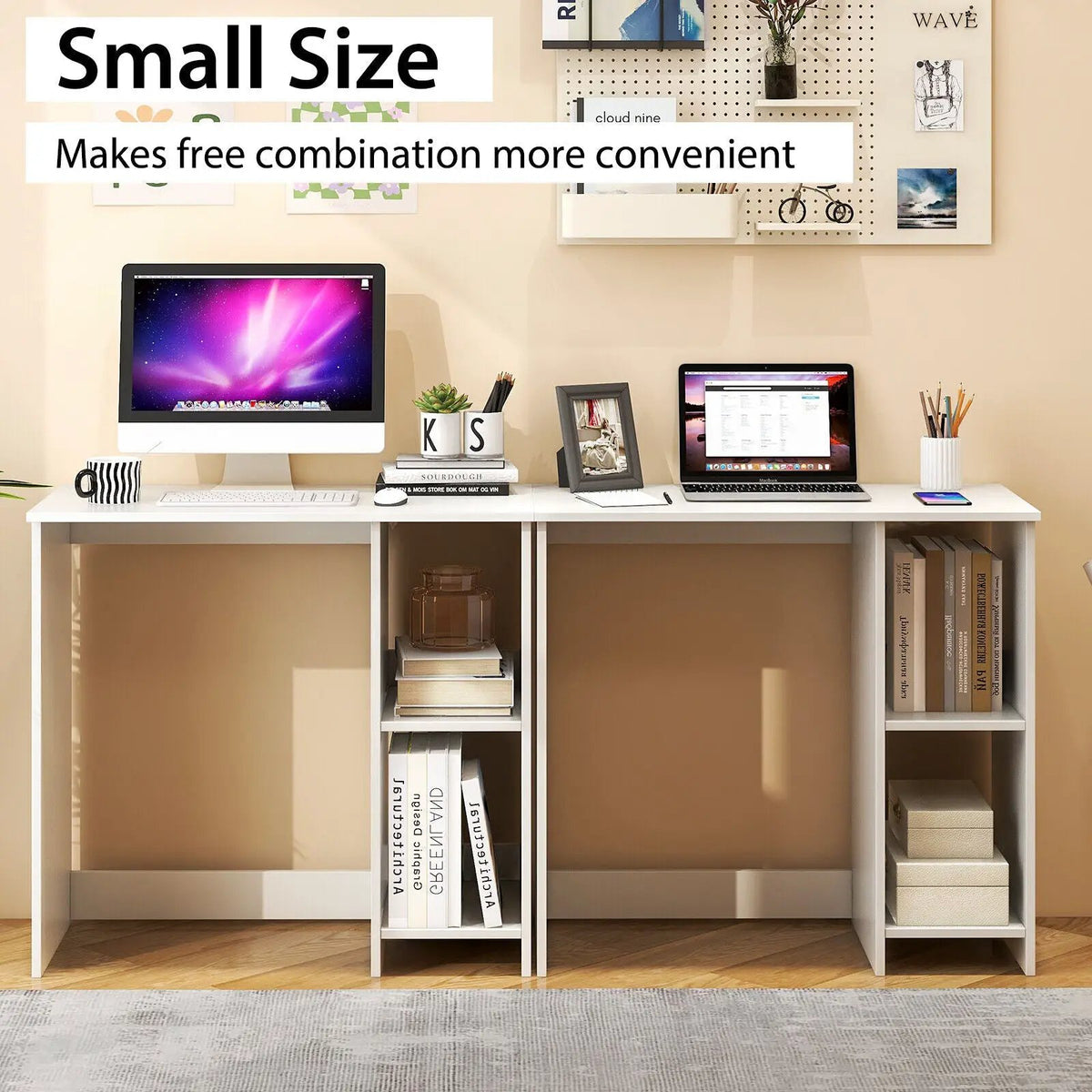 31.5 Inch Modern Home Office Desk with 2 Compartments, photo 7 of 9