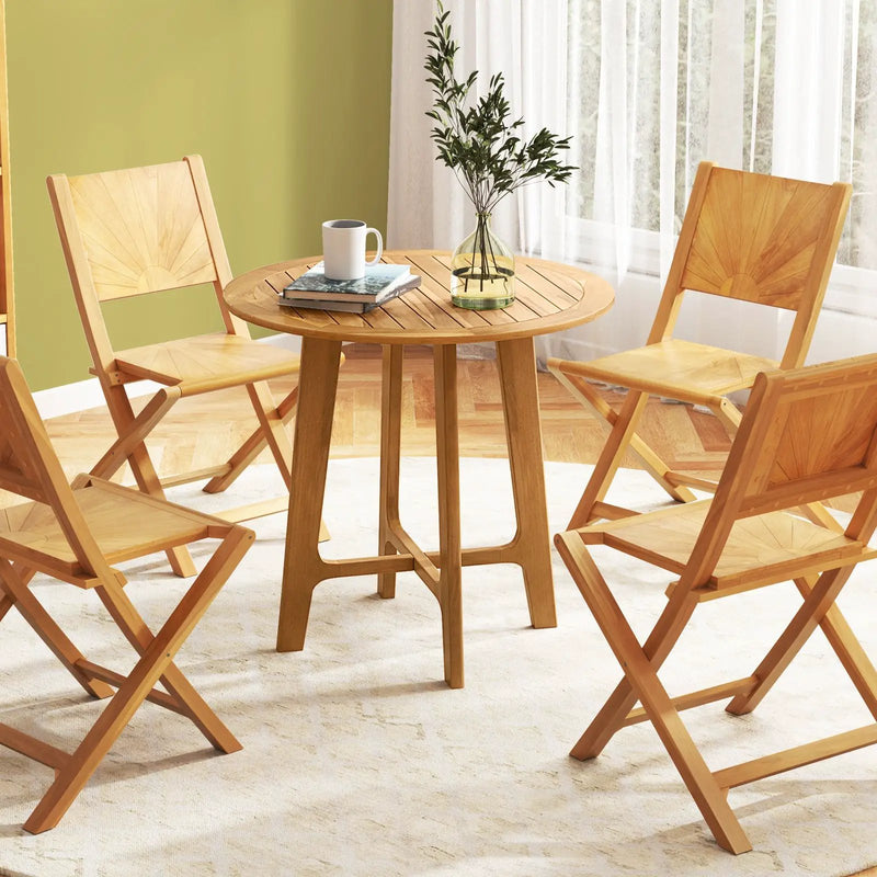 31.5 Inches Patio Dining Table with Slatted Tabletop and X-shaped Frame by DirectDeals