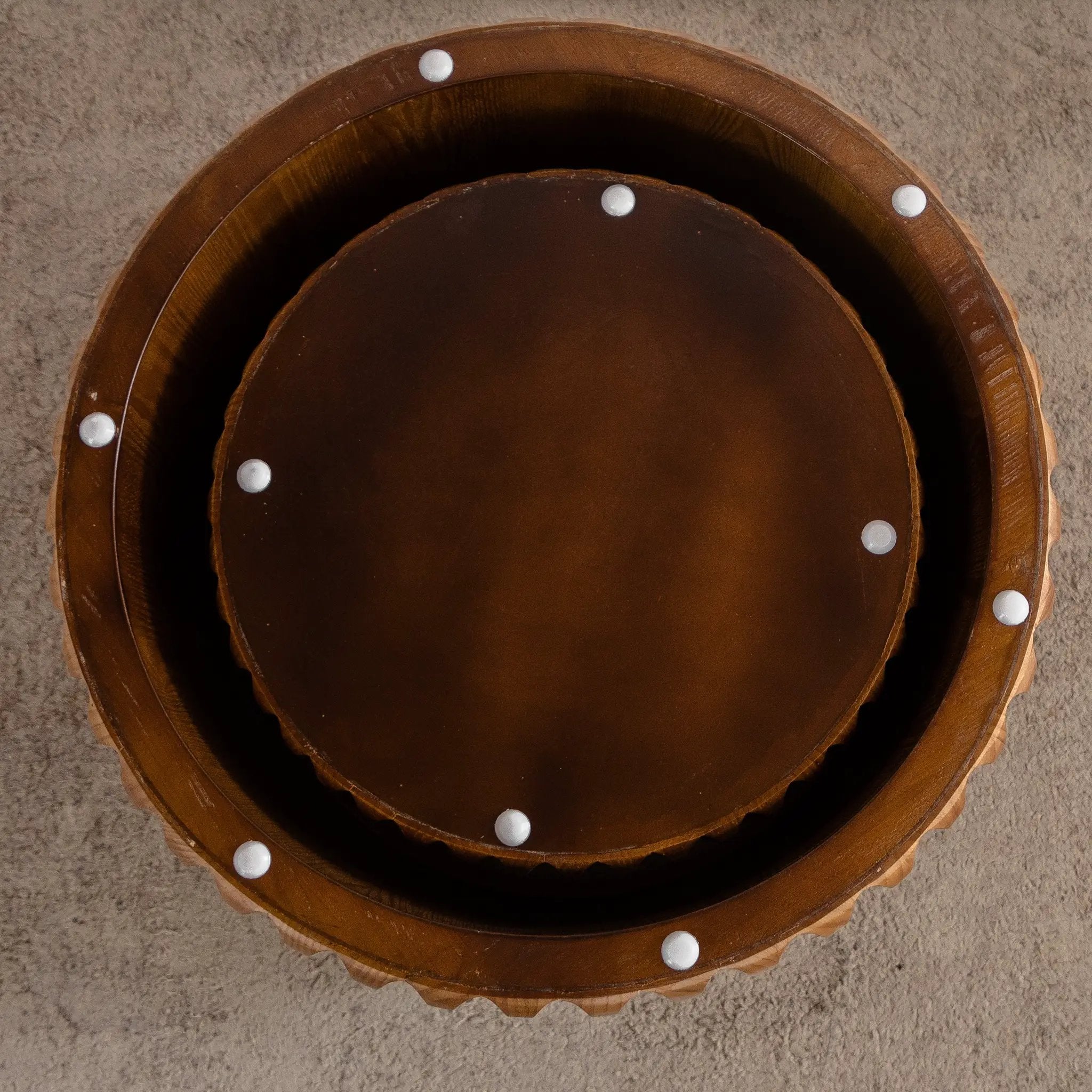 Set of 2 Fluted Round Coffee Tables - Mid-Century Modern Wood by HouseOfZazla