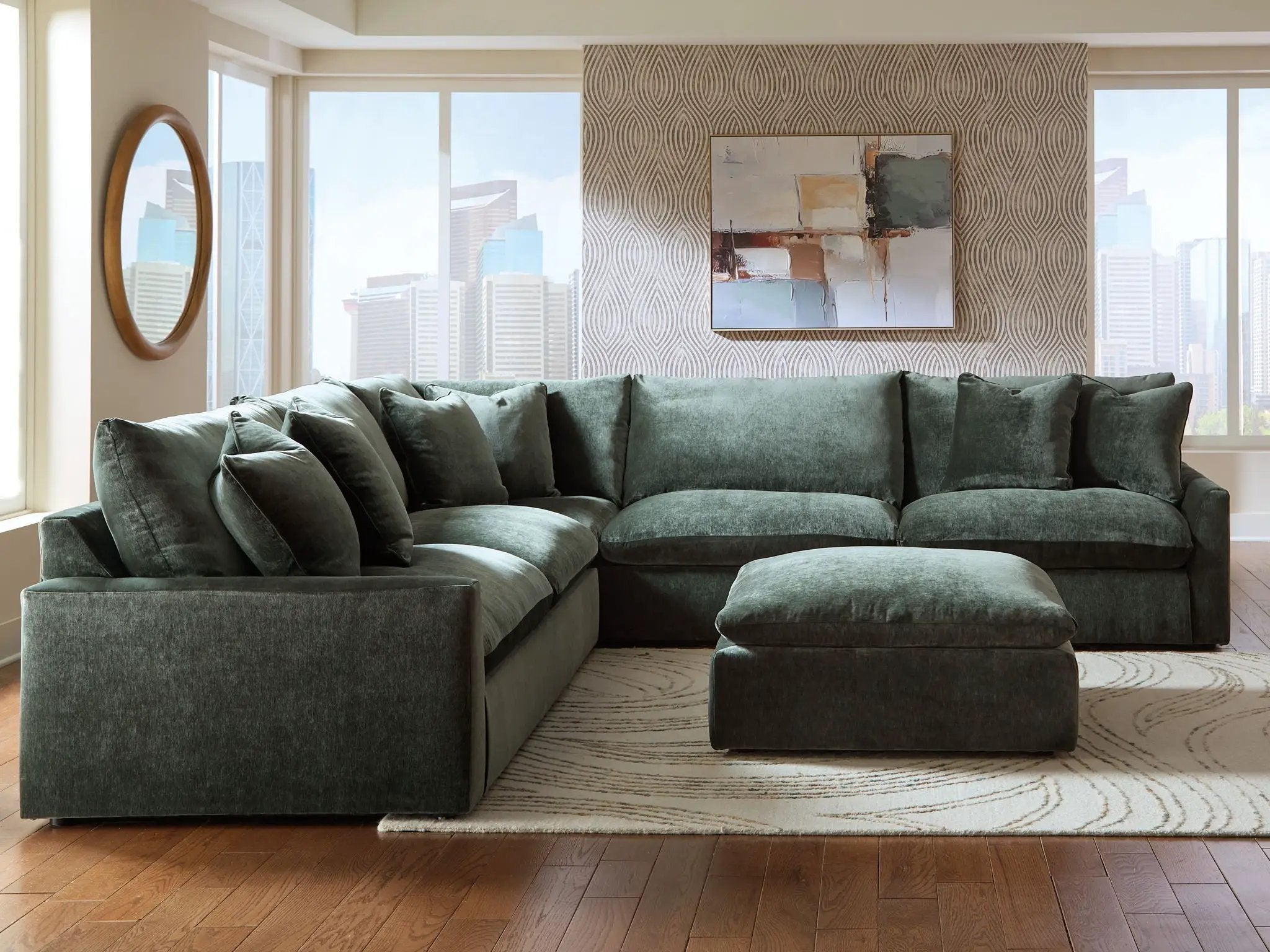 Carriage View - 3-Piece Sectional - Jade by Unique Piece Furniture