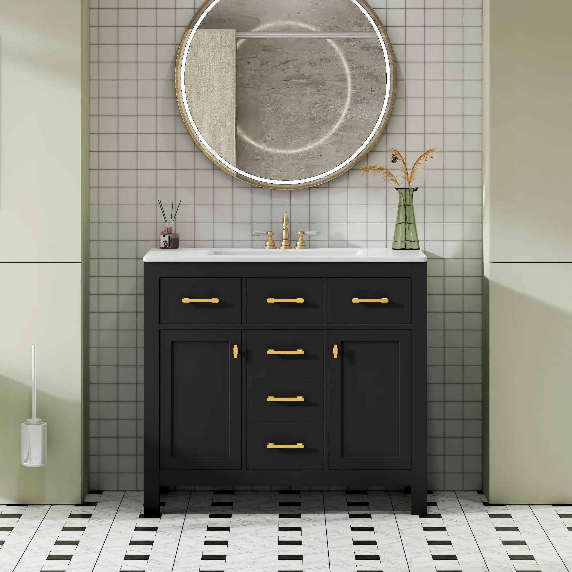 Bathroom Vanity With Sink Combo Set, Modern Bathroom Cabinet With 4 Drawers by Unique Piece Furniture