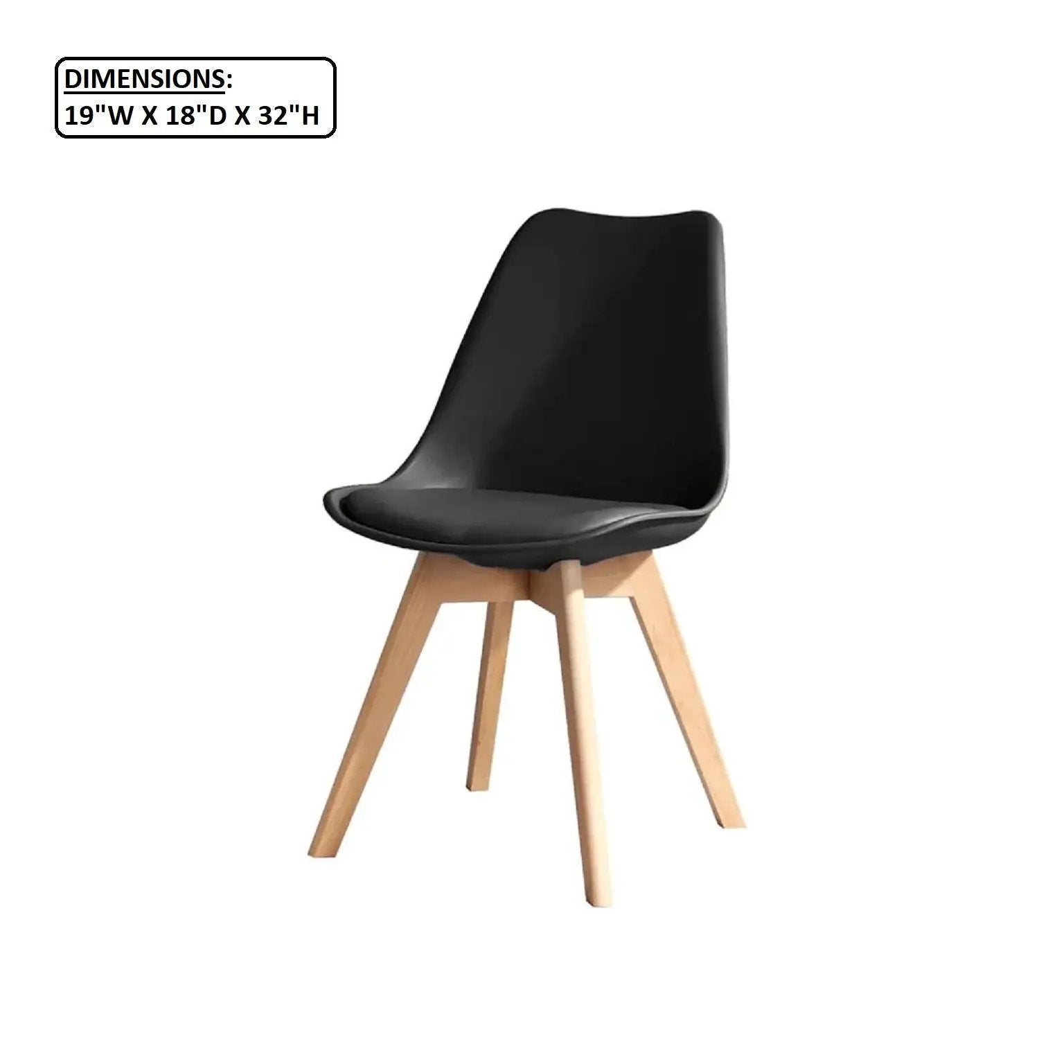 Padded Seat Cushions Home Kitchen Side Chair (Set of 2) - Black by Unique Piece Furniture