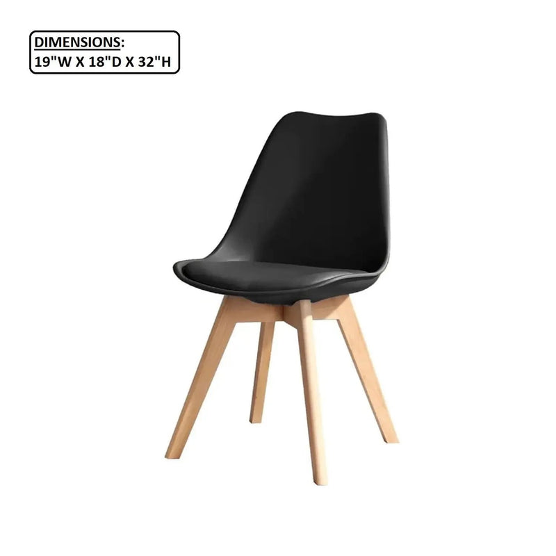 Padded Seat Cushions Home Kitchen Side Chair (Set of 2) - Black by HouseOfZazla