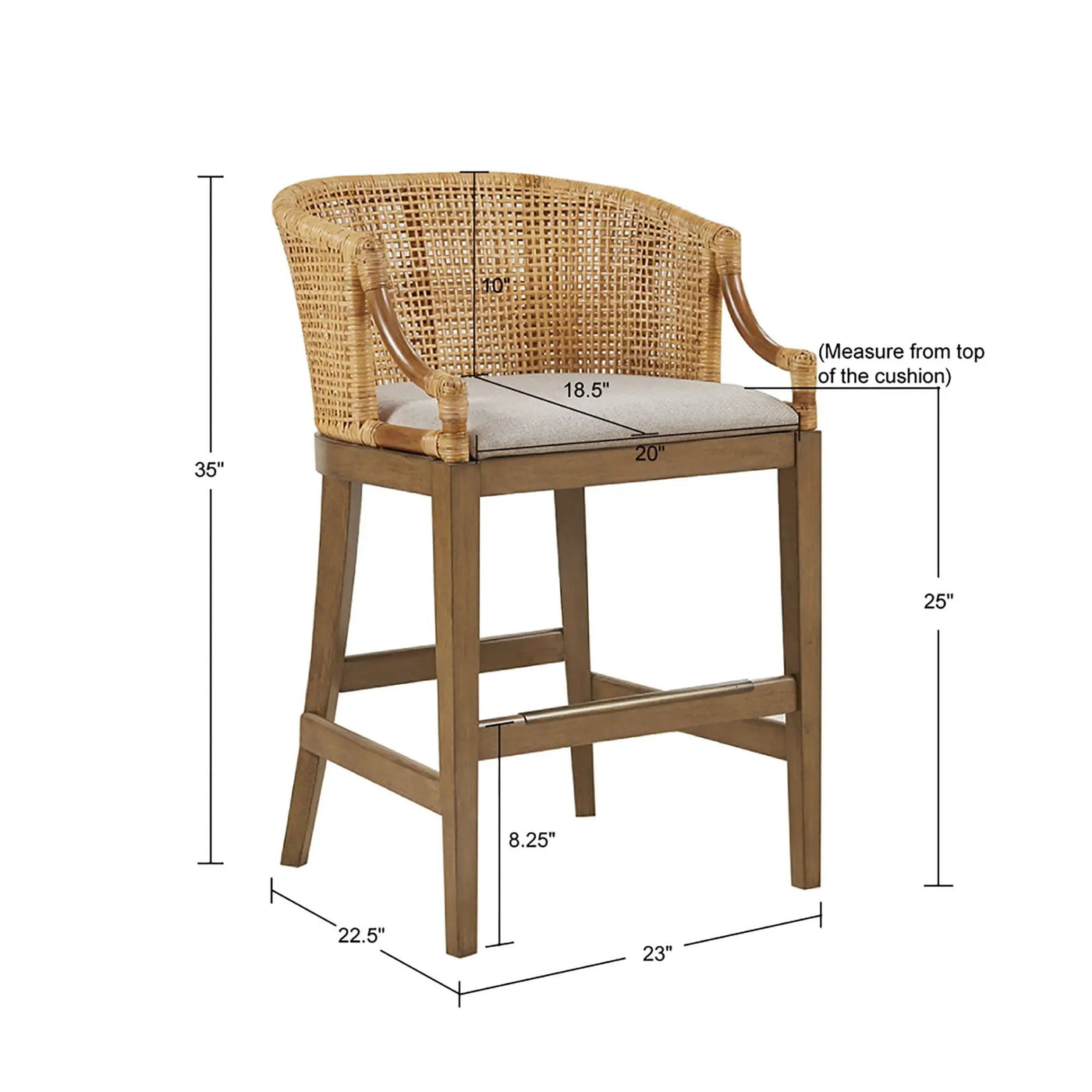 Casual Handcrafted Rattan Counter Stool by HouseOfZazla