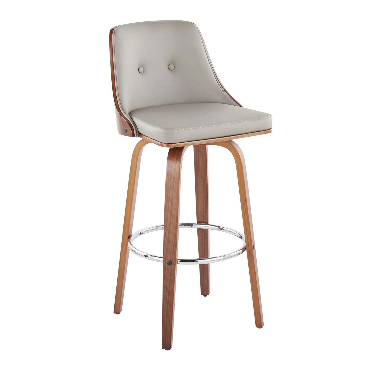 Gianna - Mid Century Modern Fixed Height Barstool With Swivel With Round Footrest (Set of 2) by HouseOfZazla