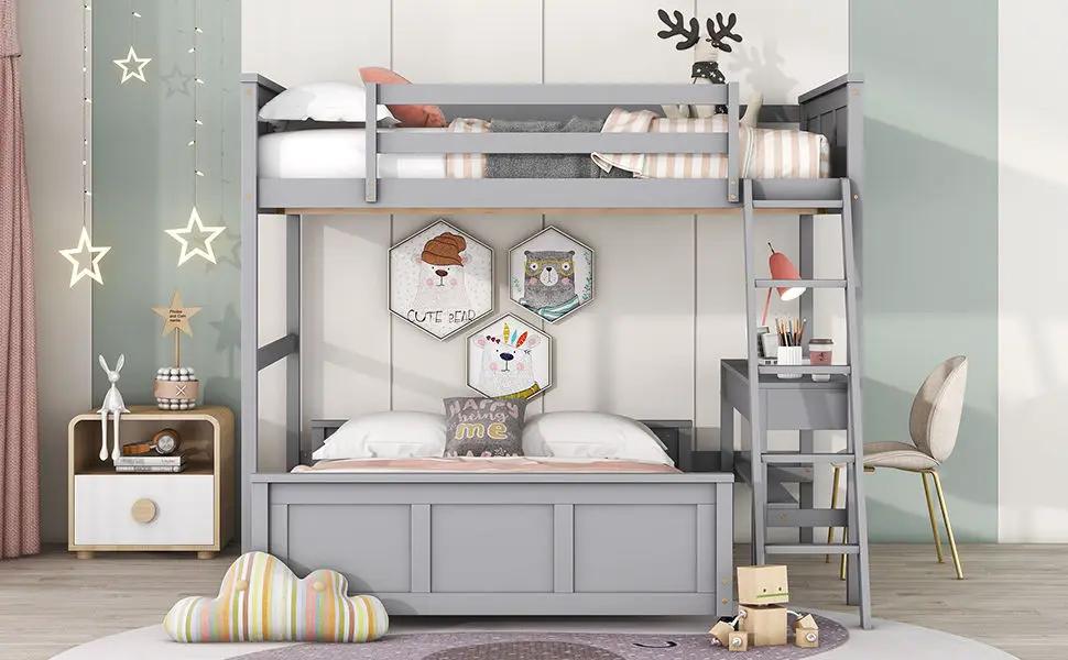 Full Over Full Bunk Bed With Desk