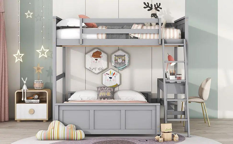 Full Over Full Bunk Bed With Desk