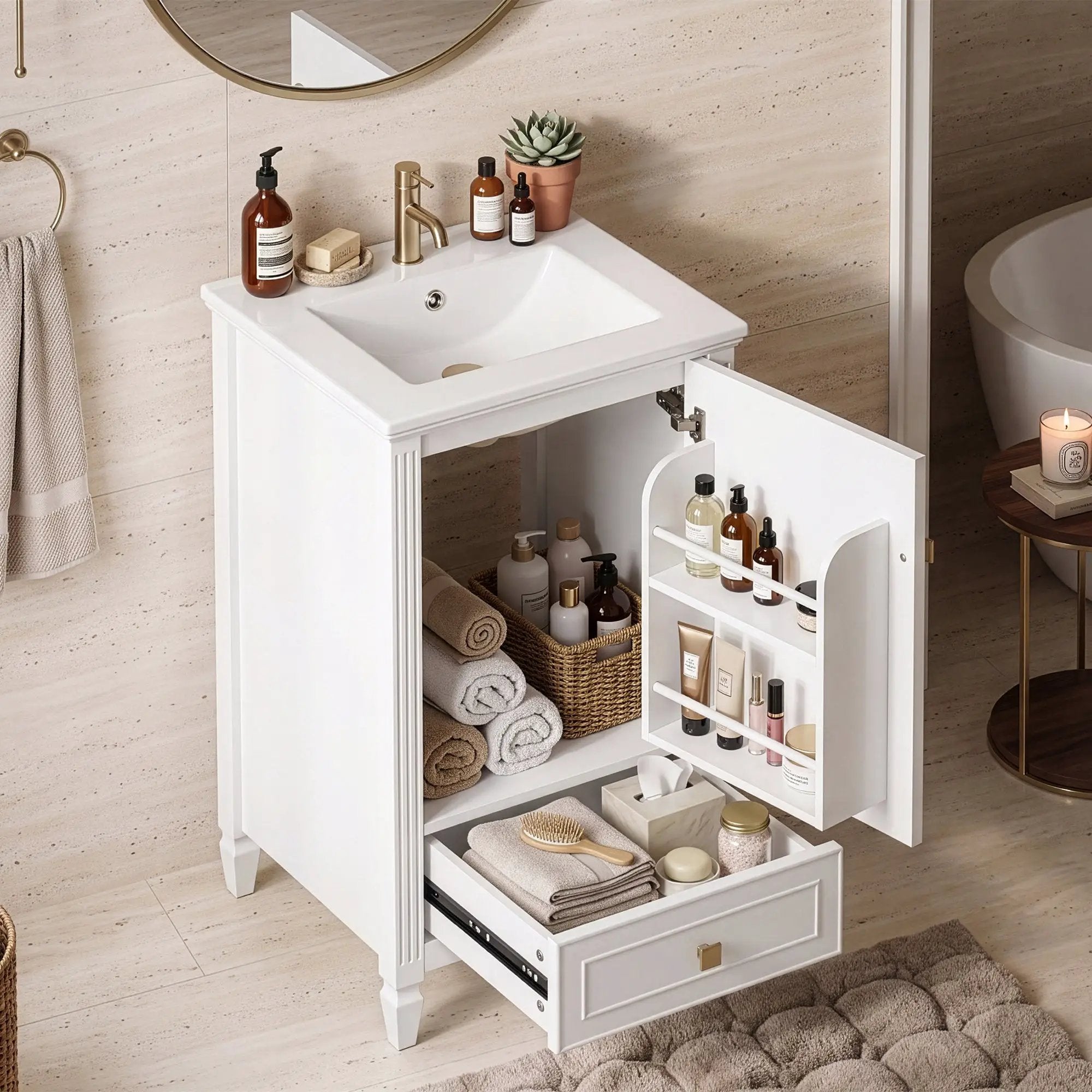 20" Bathroom Vanity with Ceramic Sink and Storage Cabinet by HouseOfZazla