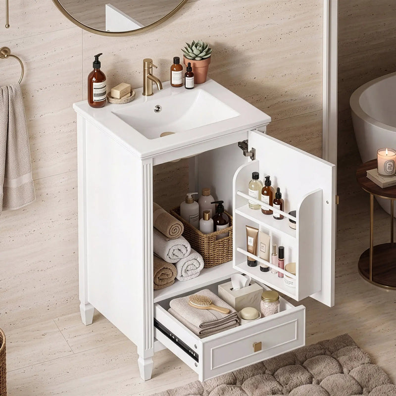 20" Bathroom Vanity with Ceramic Sink and Storage Cabinet by HouseOfZazla