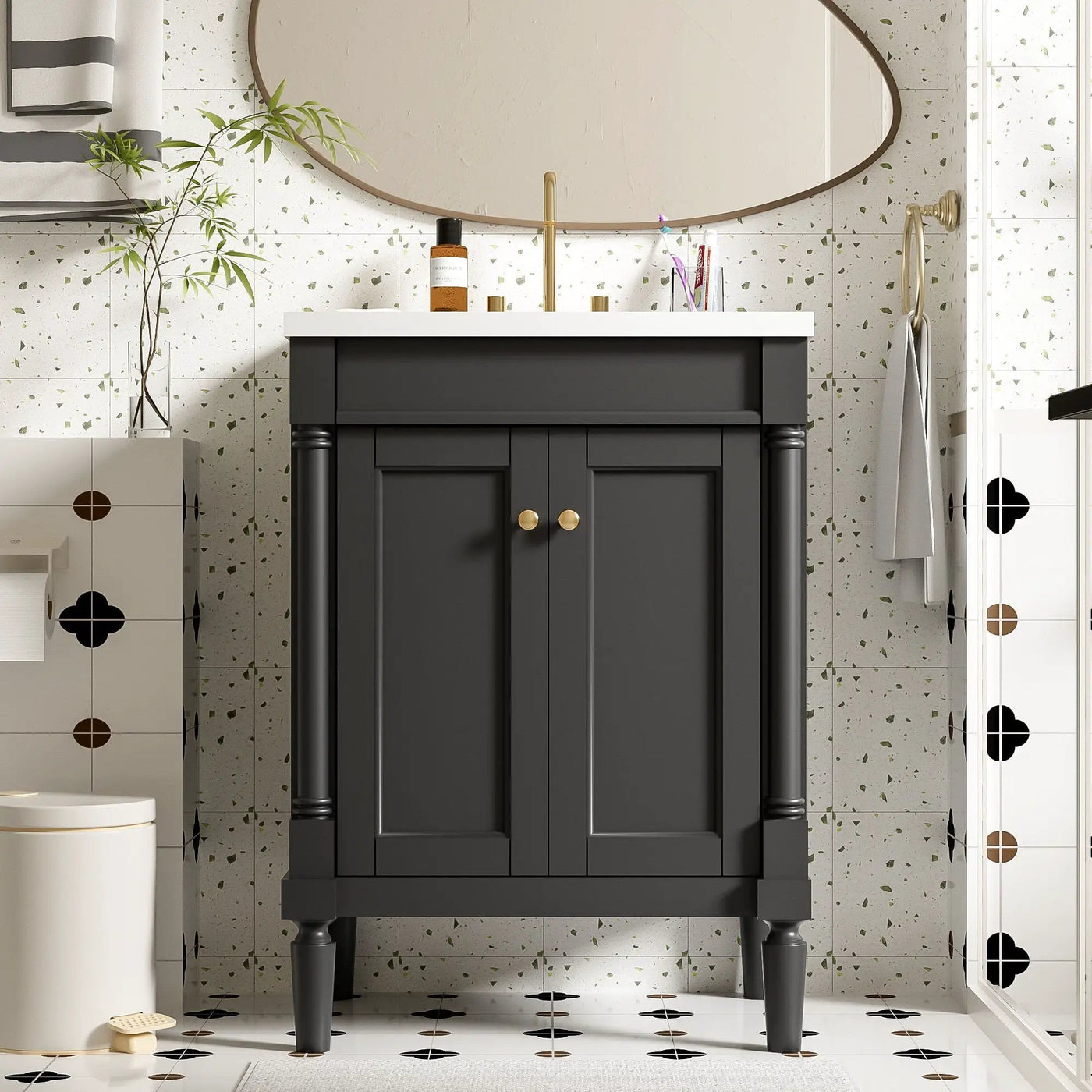 Bathroom Vanity With Top Sink, 2 Tier Storage Cabinet by HouseOfZazla