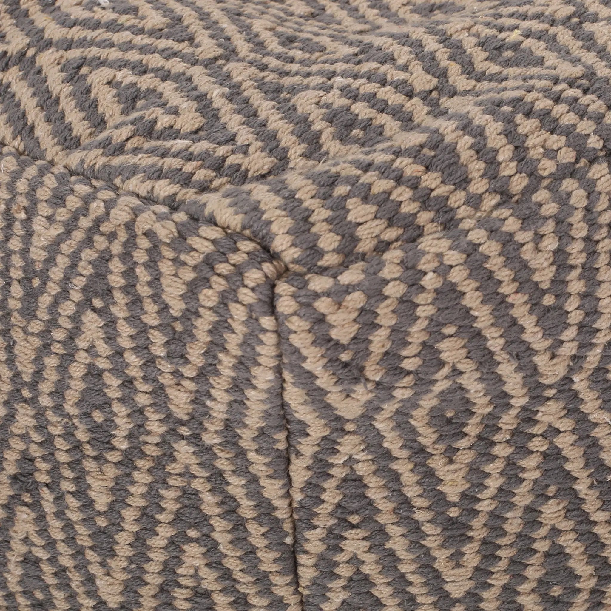 Amuleto - Hand Loomed Cotton Pouf - Dark Gray / Brown by Unique Piece Furniture