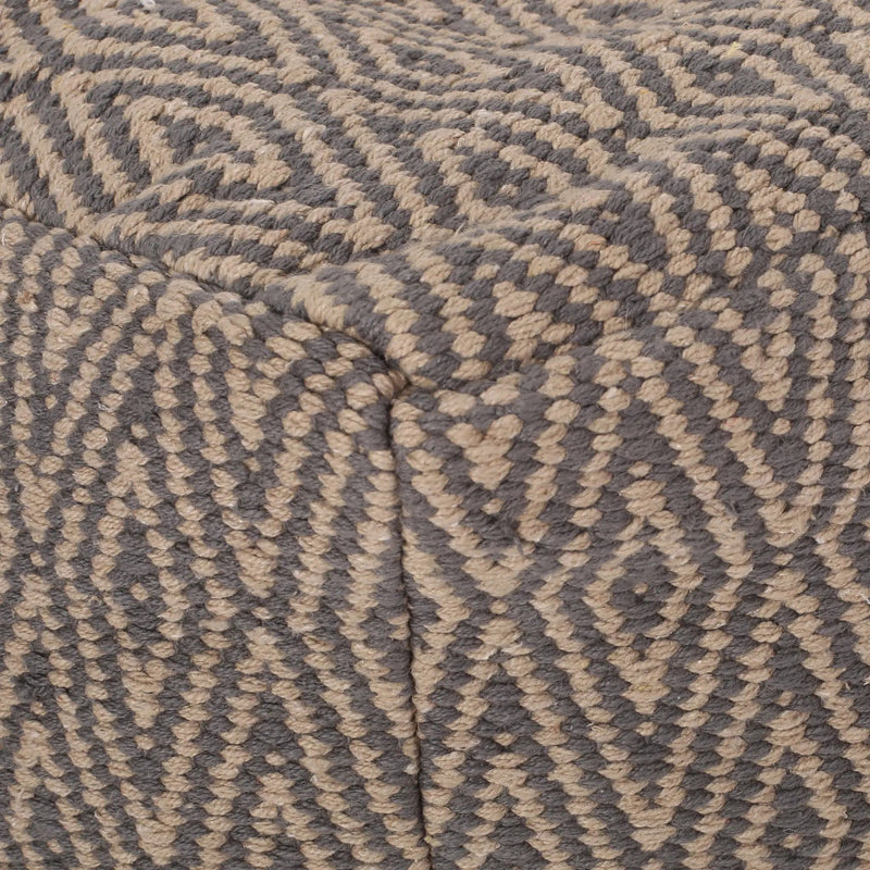 Amuleto - Hand Loomed Cotton Pouf - Dark Gray / Brown by HouseOfZazla
