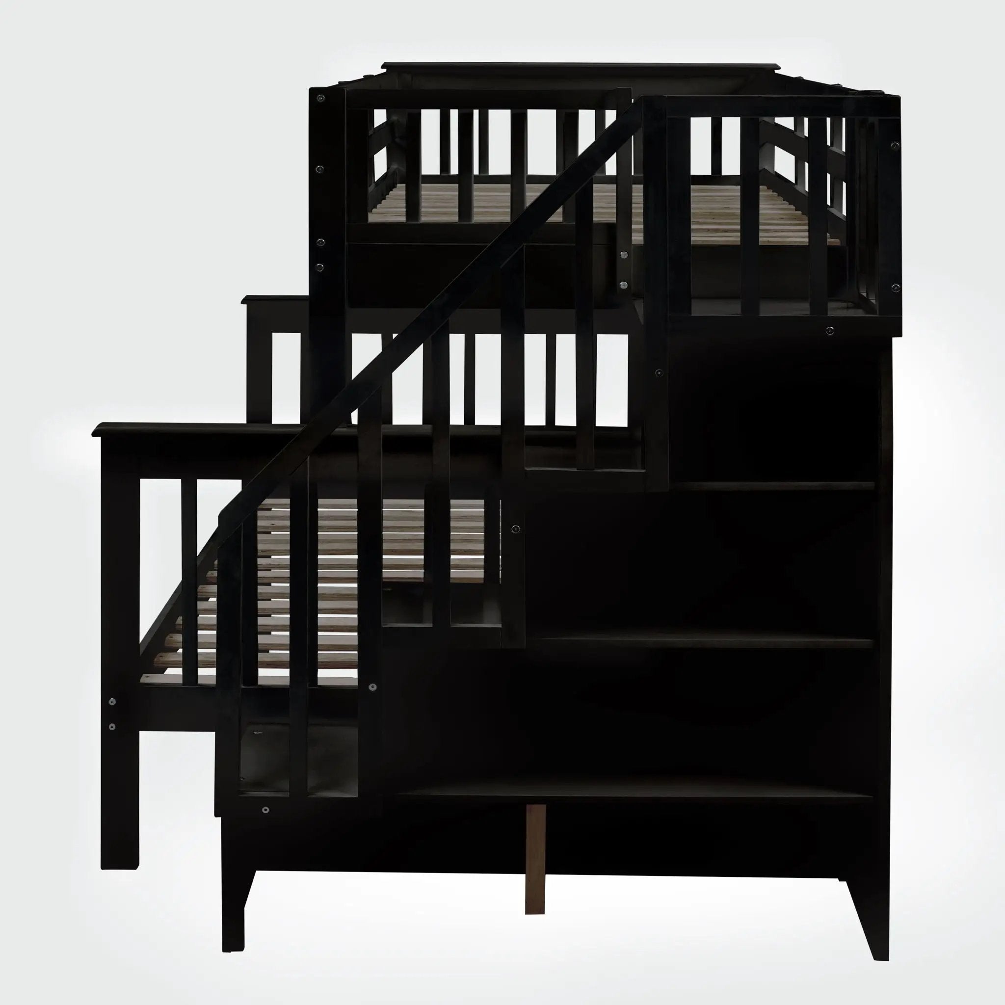 Bunk Bed With Twin Size Trundle, Storage And Guard Rail For Bedroom by HouseOfZazla