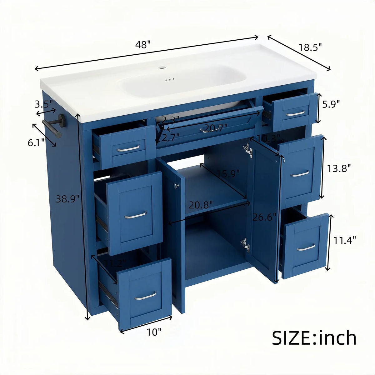Navy Blue 48" Bathroom Vanity by HouseOfZazla