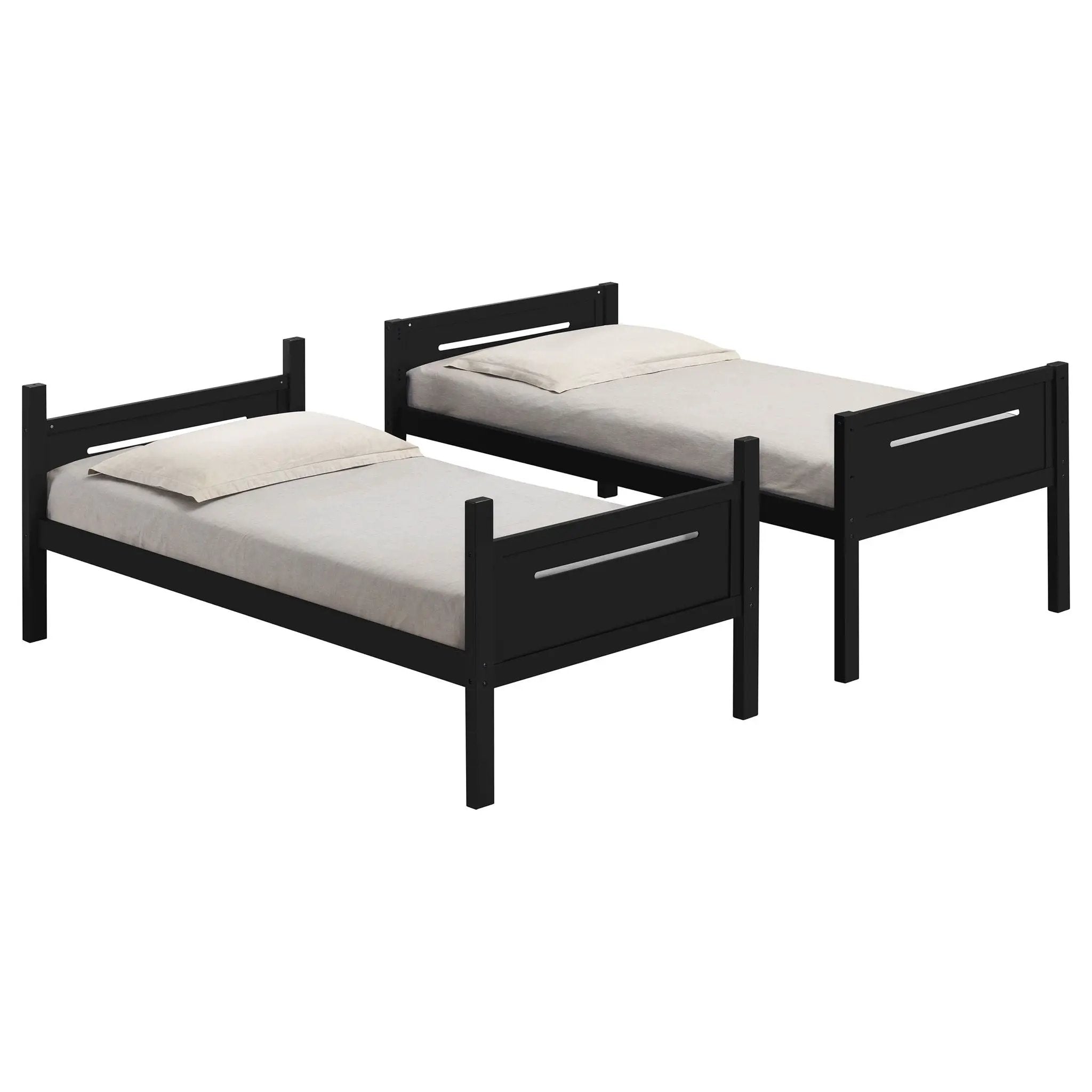 Littleton Wood Twin Over Twin Bunk Bed Black by Unique Piece Furniture