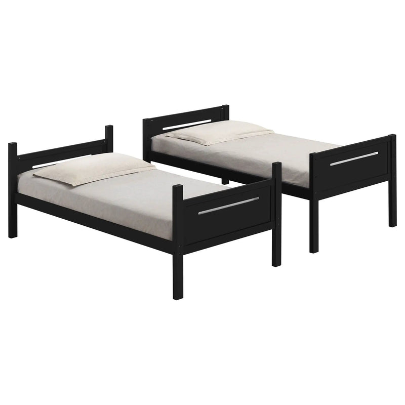 Littleton Wood Twin Over Twin Bunk Bed Black by Unique Piece Furniture