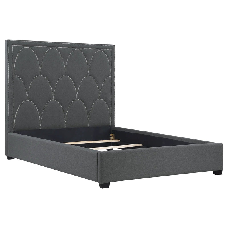 Bowfield Upholstered Eastern King Panel Bed Charcoal by Unique Piece Furniture