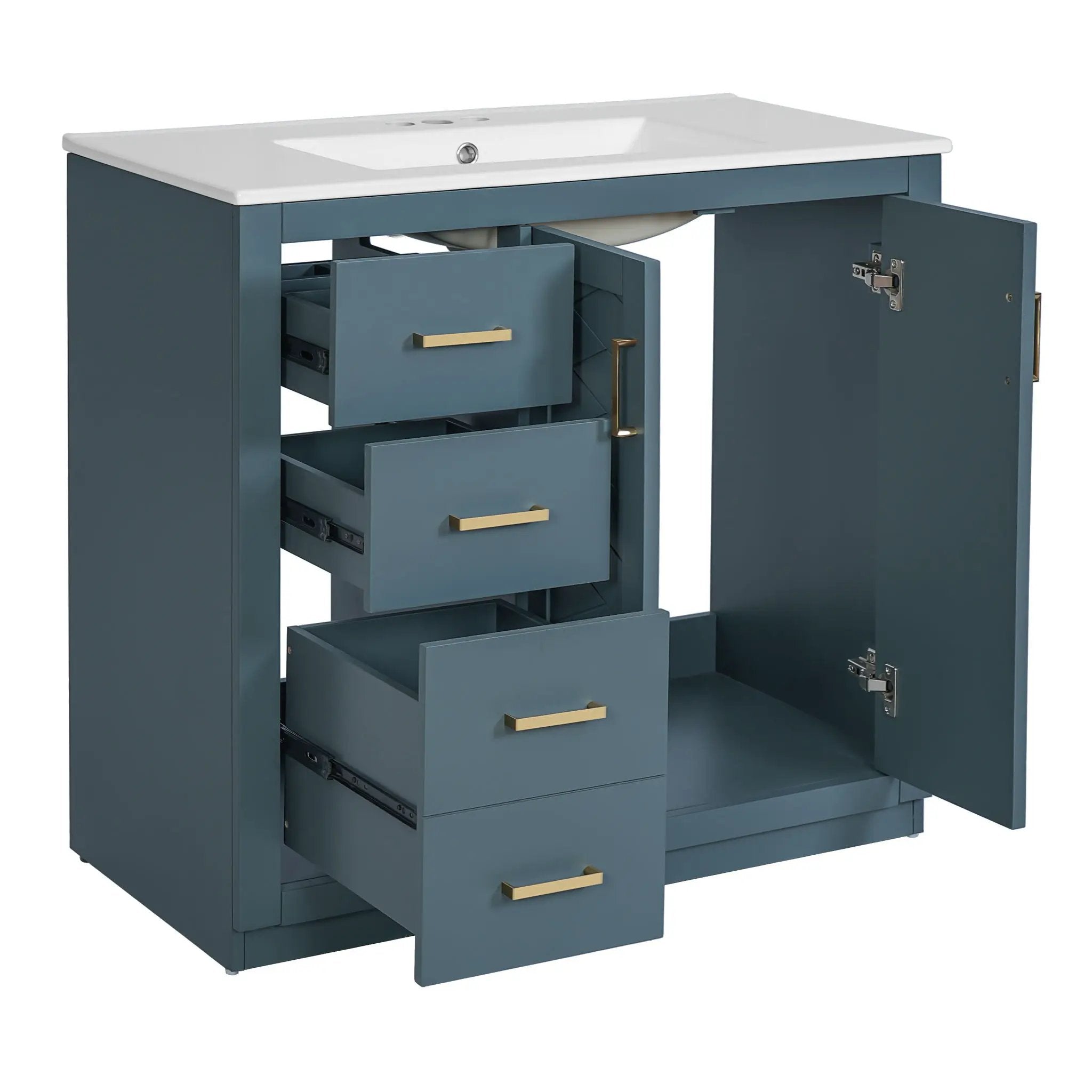 Bathroom Vanity With Sink Combo, Storage Cabinet, Freestanding Set With 3 Drawers & Soft Closing Doors by Unique Piece Furniture