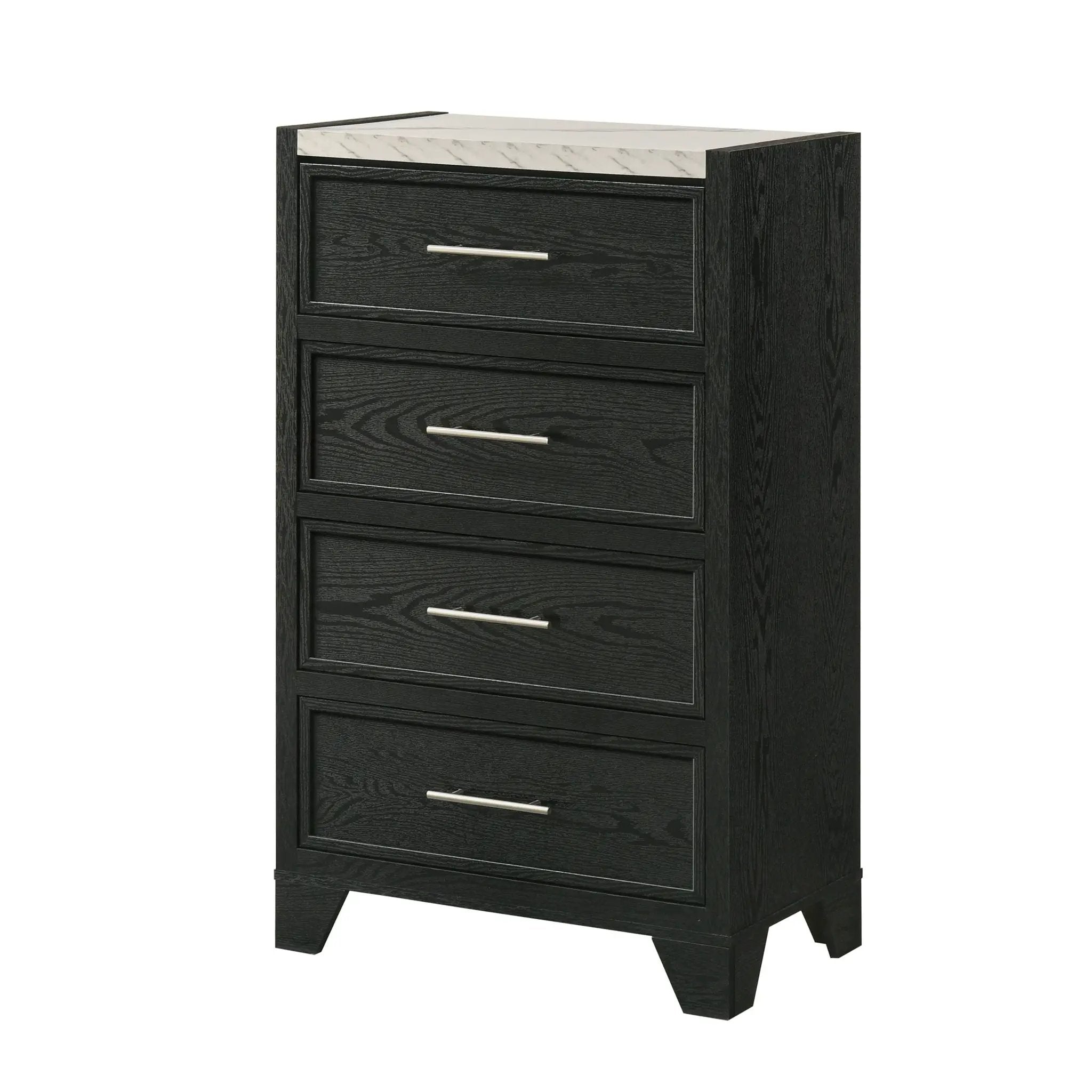 1 Piece 4 Drawers Tall Chest Bedroom Furniture - Black / White by HouseOfZazla
