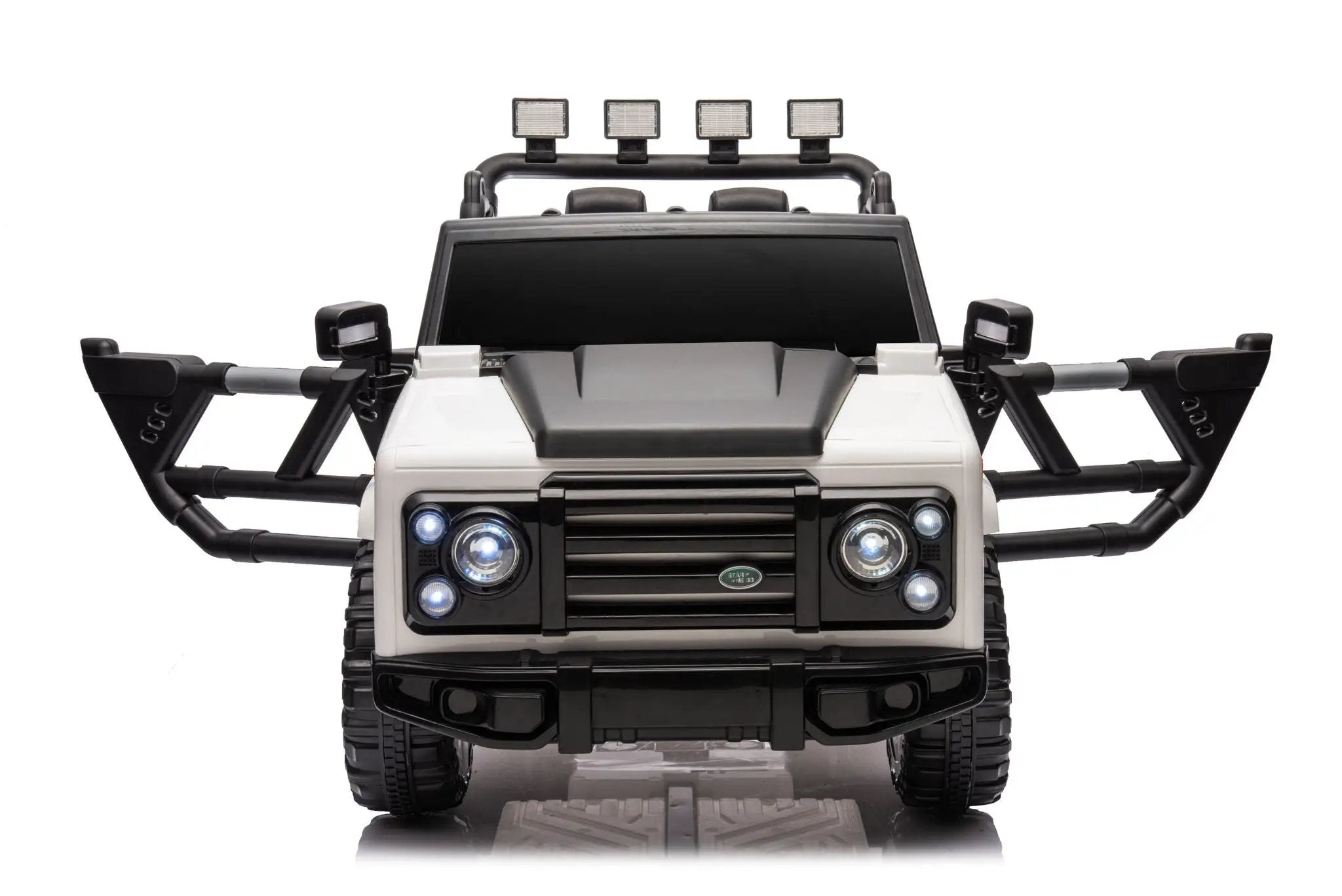 12V7A 30W*2 Four-Wheel Drive Seat One Button Start, Forward And Backward, High And Low Speed, Music, Front Light, Power Display, Two Doors Can Open, 2.4G R / C, Seat Belt Four Wheel Absorber by HouseOfZazla
