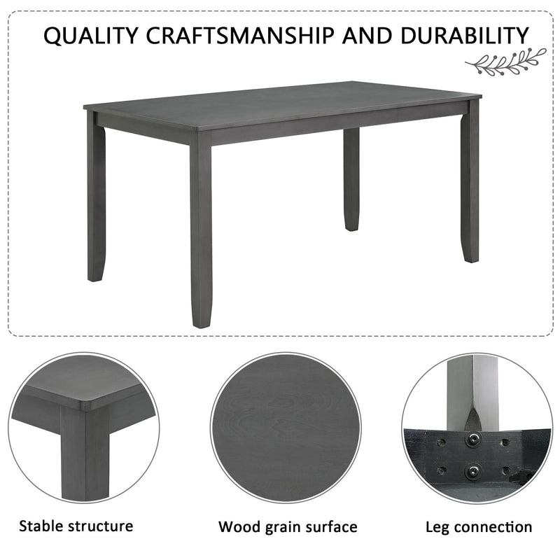 Modern 6 Piece Dining Table Set With Bench And Chairs For Dining Room Or Kitchen - Gray by HouseOfZazla
