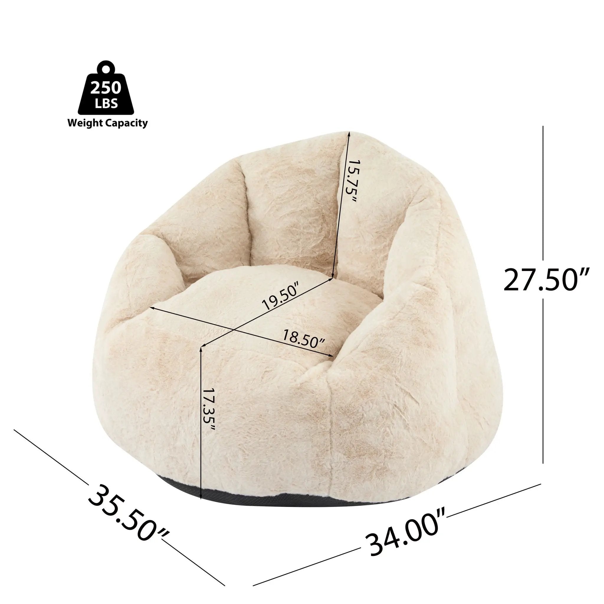 Albi Indoor Cozy Armchair Style Bean Bag - Beige by HouseOfZazla