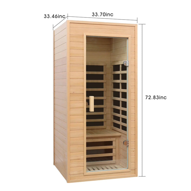 Hemlock One-person Far Infrared Roof Embedded Indoor Sauna Room Natural Hemlock 33.7x33.46x72.83 inches by HouseOfZazla
