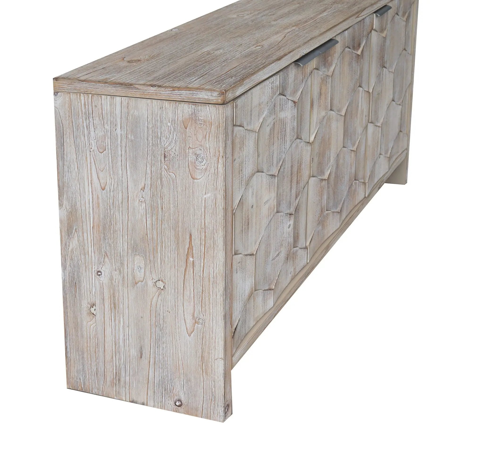 Accent Cabinet Farmhouse Style 3 Door Wooden Cabinet Sideboard Buffet Server Cabinet Storage Cabinet, For Living Room - Natural Wood Wash by HouseOfZazla