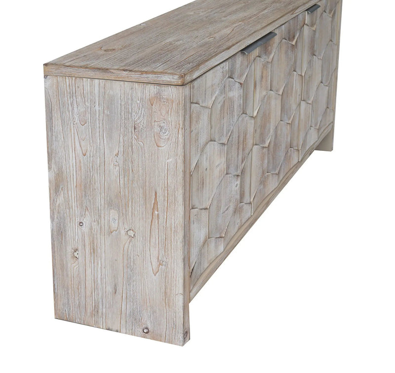 Accent Cabinet Farmhouse Style 3 Door Wooden Cabinet Sideboard Buffet Server Cabinet Storage Cabinet, For Living Room - Natural Wood Wash by HouseOfZazla