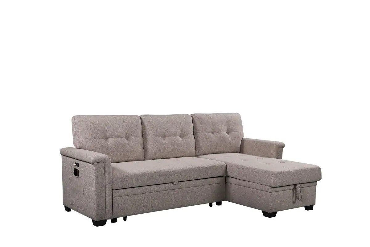 Nathan - Reversible Sleeper Sectional Sofa With Storage Chaise, USB Charging Ports And Pocket by Unique Piece Furniture