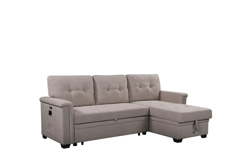 Nathan - Reversible Sleeper Sectional Sofa With Storage Chaise, USB Charging Ports And Pocket by Unique Piece Furniture