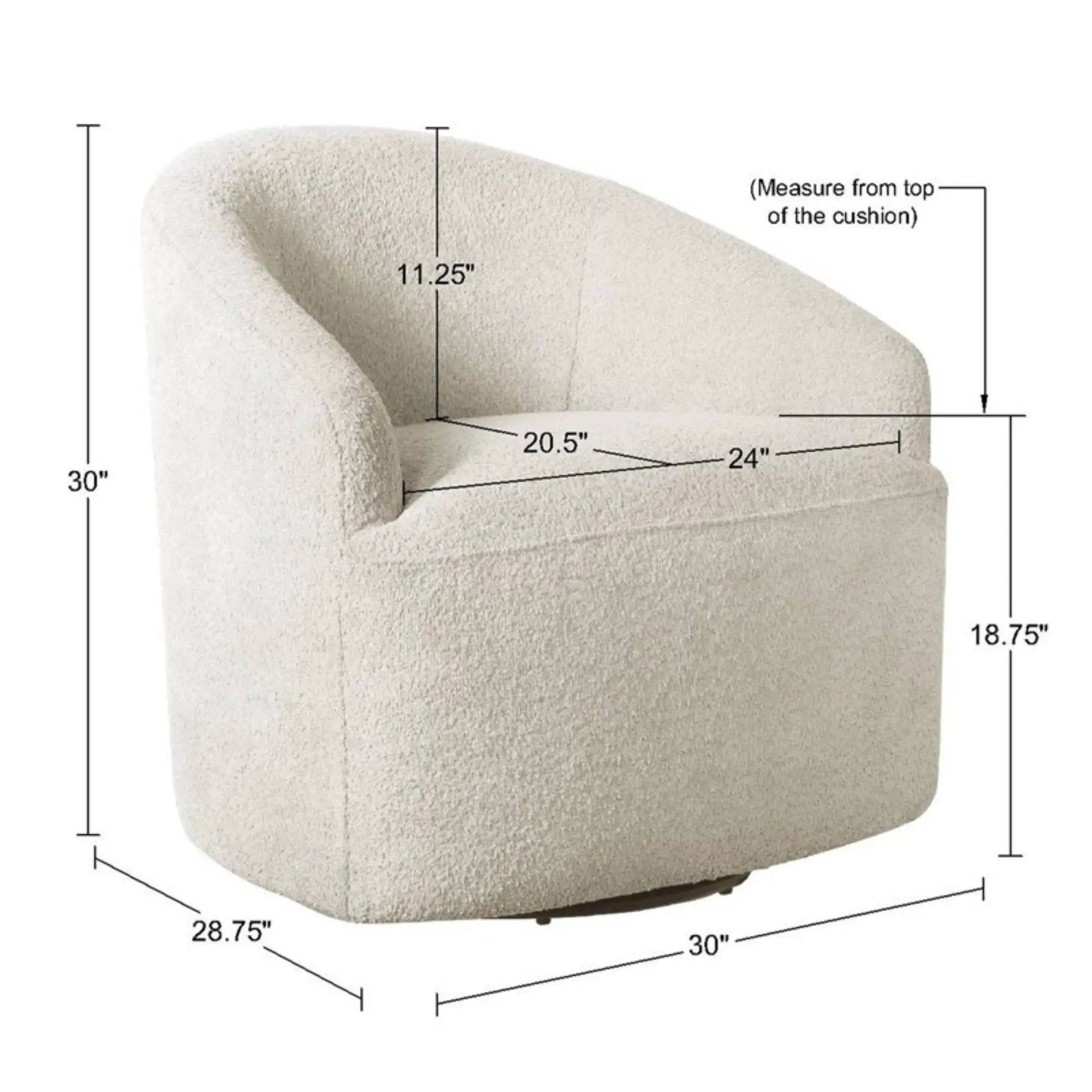 Upholstered 360 Degree Swivel Chair - Cream by Unique Piece Furniture