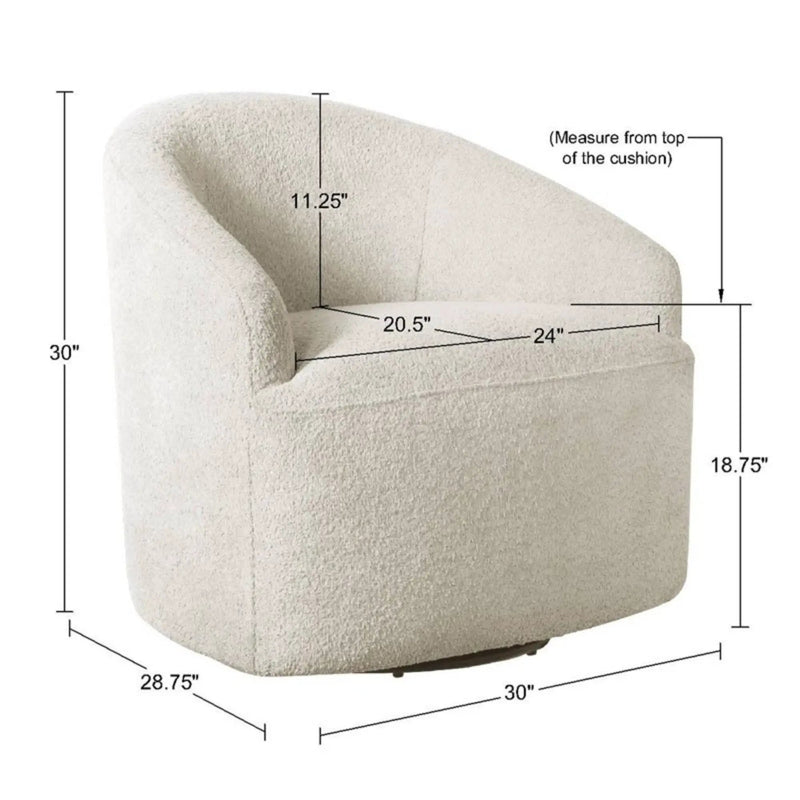 Upholstered 360 Degree Swivel Chair - Cream by Unique Piece Furniture
