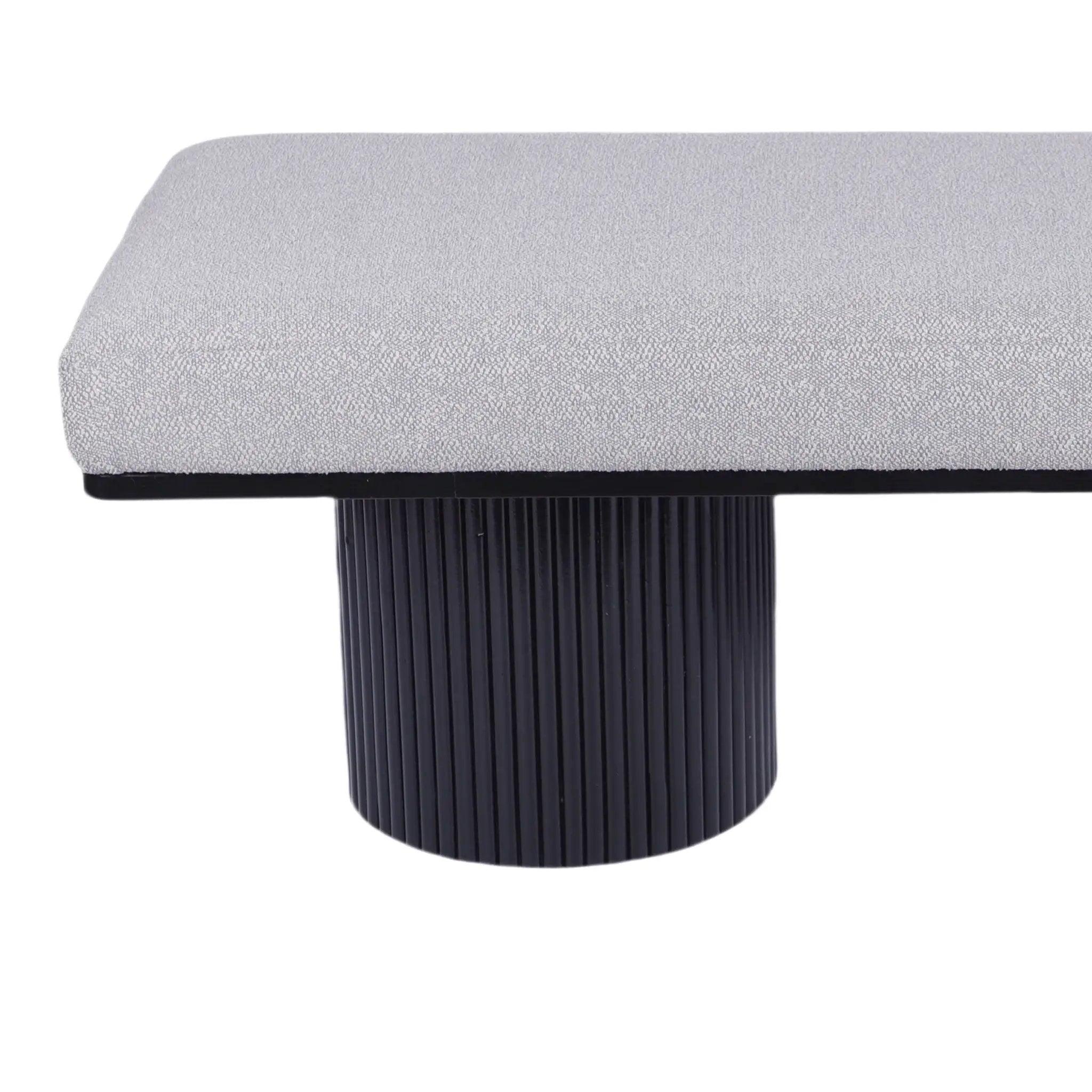 Upholstered Bench With Black Chunky Legs Boucle Contemporary Style Bed-End Bench For Bedroom Living Room - Light Gray by HouseOfZazla