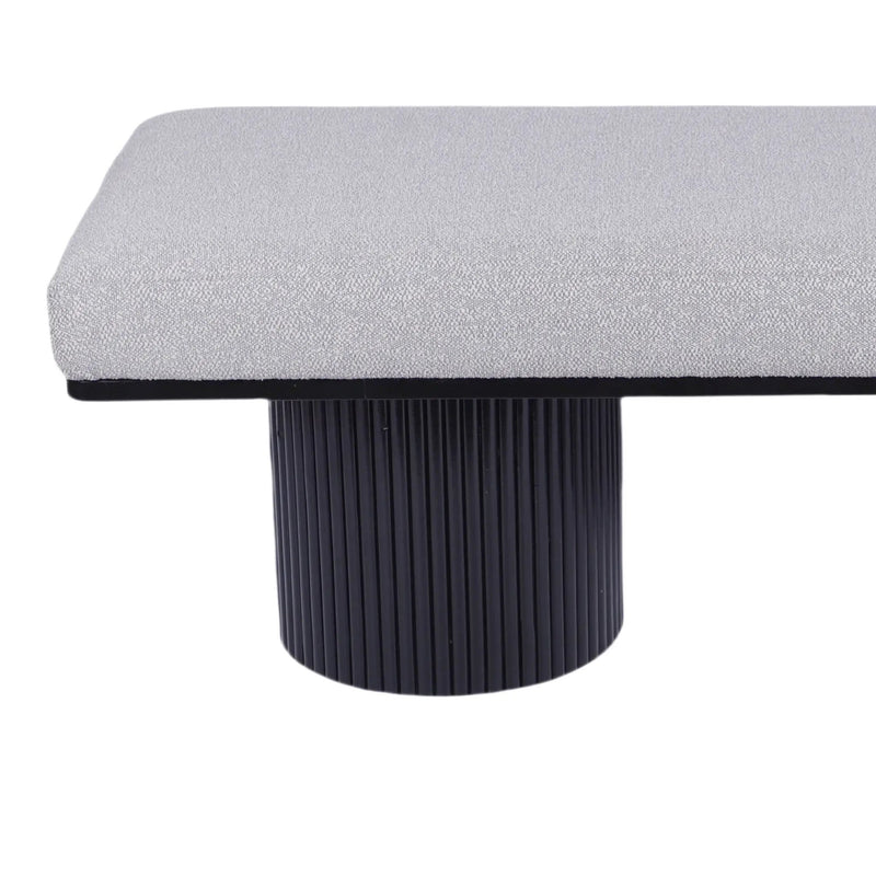 Upholstered Bench With Black Chunky Legs Boucle Contemporary Style Bed-End Bench For Bedroom Living Room - Light Gray by HouseOfZazla