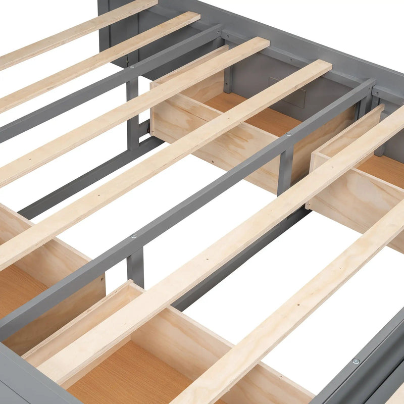Platform Bed With Storage Headboard, Shoe Rack And 4 Drawers by Unique Piece Furniture
