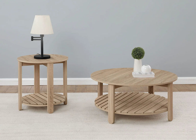 Fowler 1-shelf Round Engineered Wood Coffee Table Natural by Unique Piece Furniture