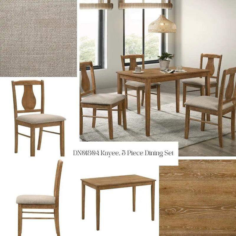 Kayee 5 Pieces Pack Dining Set - Weathered Oak by HouseOfZazla